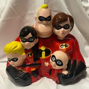 Disney Incredibles Family Ceramic Figurine Bank - Red, Black & Yellow